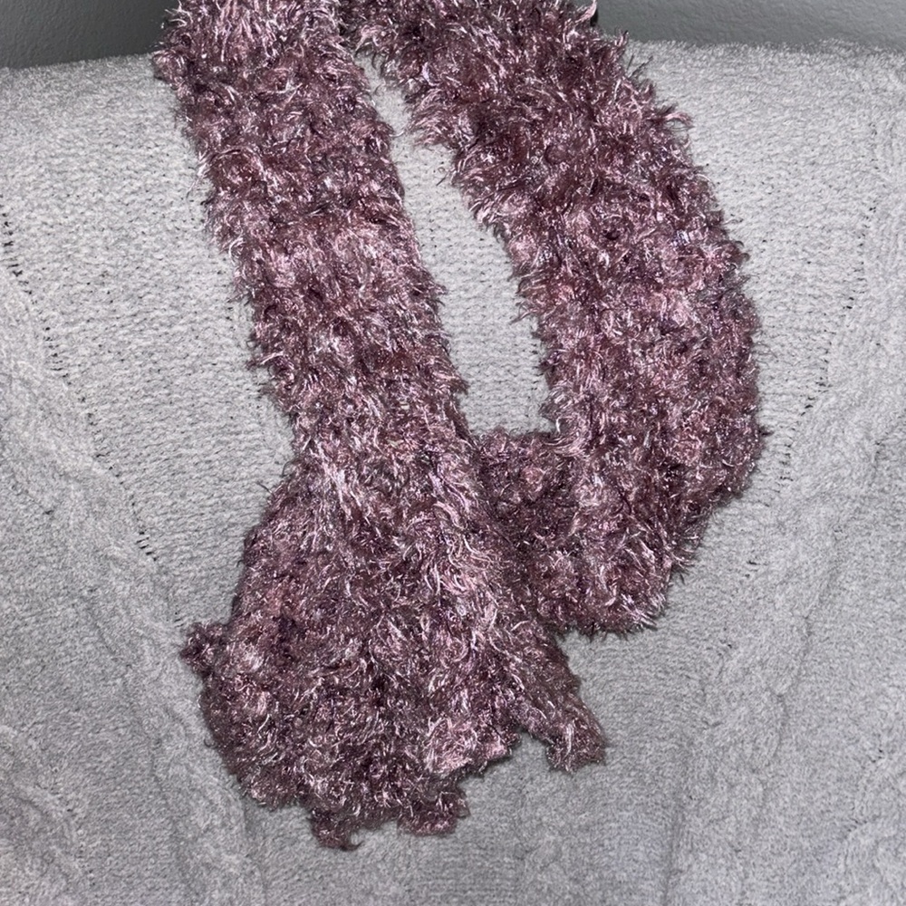 women’s scarf hand warmer or neck warmer lavender mauve light pink ~68”